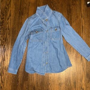 LOFT Light Blue Jean Jacket with Button Detail